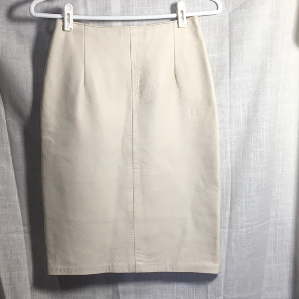 Cream Leather Skirt
